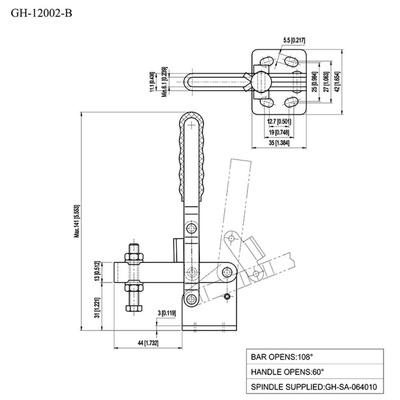 Зажим с вертикальной ручкой GH-12002-B, усилие 150 кг