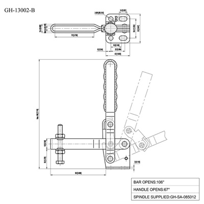 Зажим с вертикальной ручкой GH-13002-B, усилие 250 кг