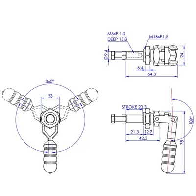 Зажим шатунный с вертикальной ручкой GH-36202M, усилие 91 кг