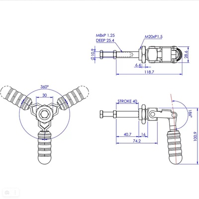 Зажим шатунный с вертикальной ручкой GH-36204M, усилие 136 кг