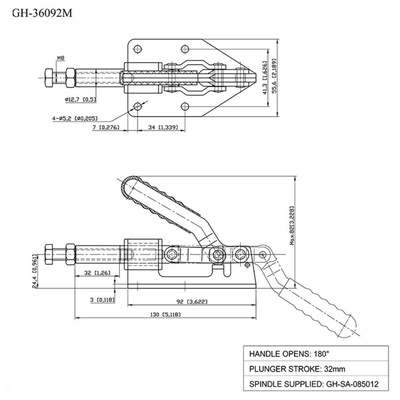 Зажим шатунный с прямым ходом GH-36092M, усилие 181 кг, ход 32 мм