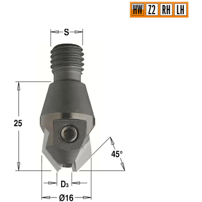 Зенкер для сверла 3x16 S=M10/30 LH