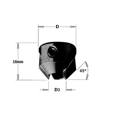 Зенкер для сверла TCT Z2 D=20 d=5-10 LH