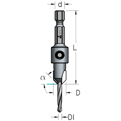 Зенковка коническая D9,5 сверло 3,2 HEX1/4